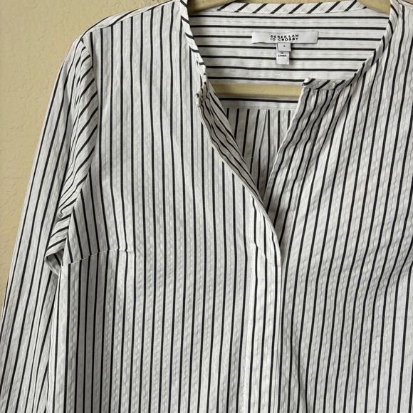 Derek Lam 10 Crosby Metallic Striped Print Long Ruffle Sleeve Career Blouse Top - Picture 3 of 13